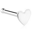 Nosovky a krúžky do nosa, Rovná nosovka (chirurgická oceľ, strieborná, lesklý povrch) s ozdoba srdce, Chirurgická oceľ 316L
