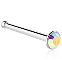 Piercings nez & Septums, Piercing nez droit (acier chirurgical, argent, finition brillante) avec pierre en crystal, Acier chirurgical 316L