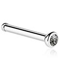 Piercings nez & Septums, Piercing nez droit (acier chirurgical, argent, finition brillante) avec pierre en crystal, Acier chirurgical 316L