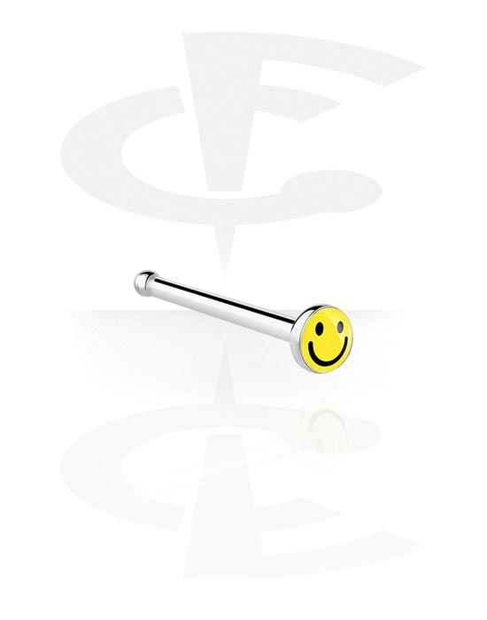 Straight nose stud (surgical steel, silver, shiny finish) (Surgical