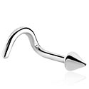 Piercings nez & Septums, Piercing nez incurvé (acier chirurgical, argent, finition brillante) avec cône, Acier chirurgical 316L