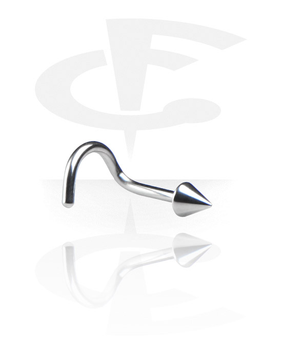 Nose Jewelry & Septums, Curved nose stud (surgical steel, silver, shiny finish) with cone, Surgical Steel 316L