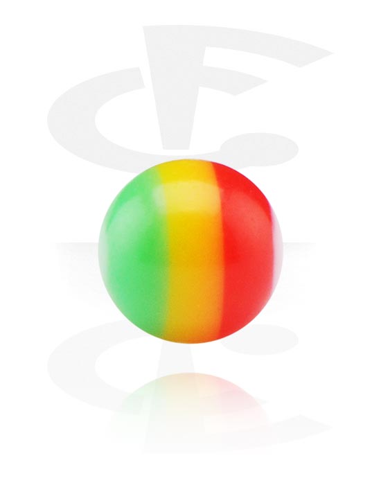Palloja, nappeja ynnä muuta, Pallo kierrepuikoille (akryyli, eri värejä) kanssa Jamaikan värit, Akryyli