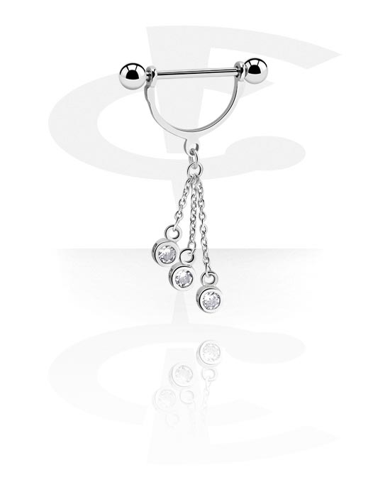 Nipple Piercings, Nipple Shield with charm, Surgical Steel 316L, Plated Brass