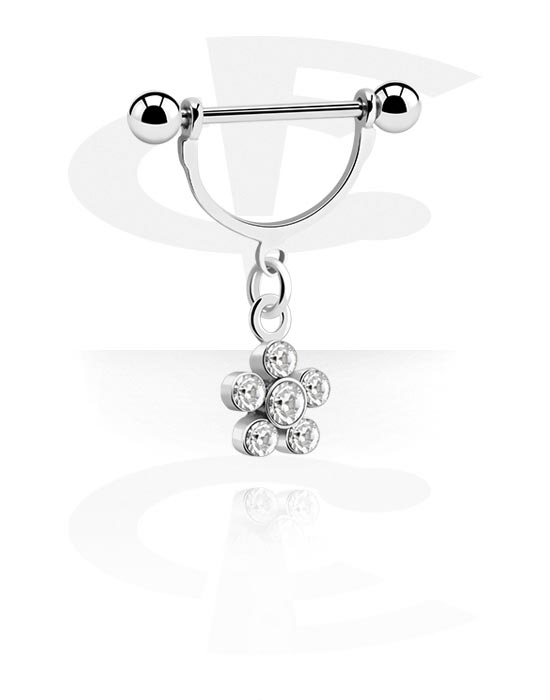 Piercingové šperky do bradavky, Štít pro bradavky s přívěskem, Chirurgická ocel 316L, Pokovená mosaz
