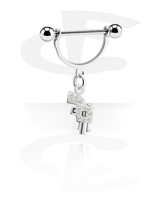 Nipple Piercings, Nipple Shield with charm, Surgical Steel 316L, Plated Brass