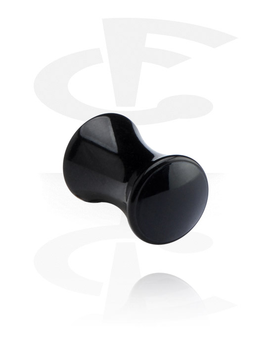Tunnels & Plugs, Double flared plug (acrylic, black) with colorful cap, Acrylic
