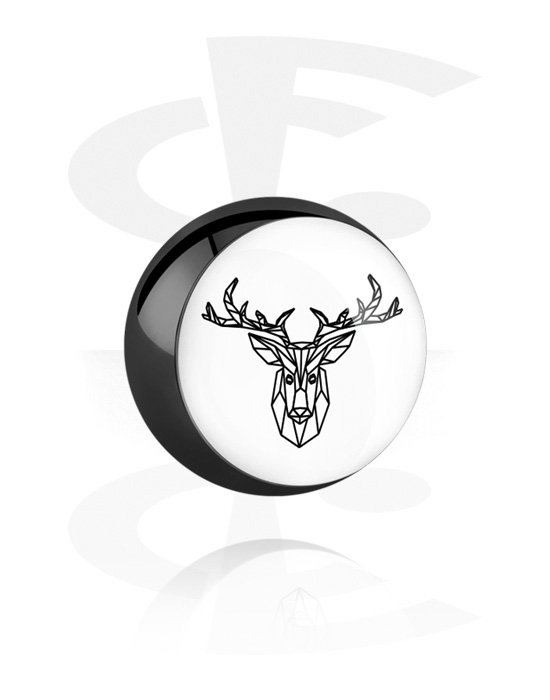 Kulor, stavar & mer, Ball for 1.6mm threaded pins (surgical steel, black, shiny finish) med deer design, Kirurgiskt stål 316L