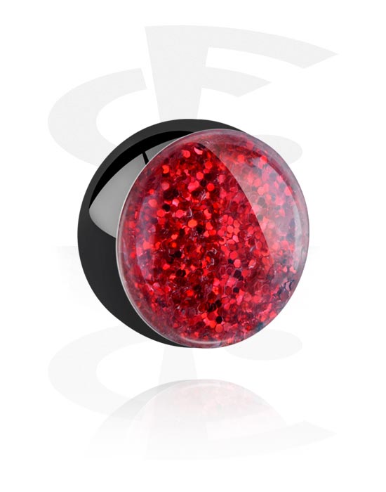 Balls, Pins & More, Black ball with Glitter Design, Surgical Steel 316L