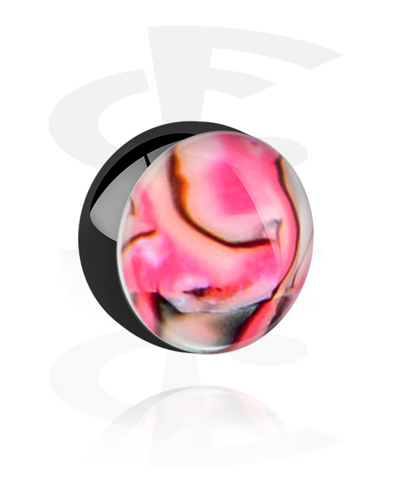 Boules, barres & plus, Boule noire pour barres de 1.6 mm avec motif nacre, Acier chirurgical 316L