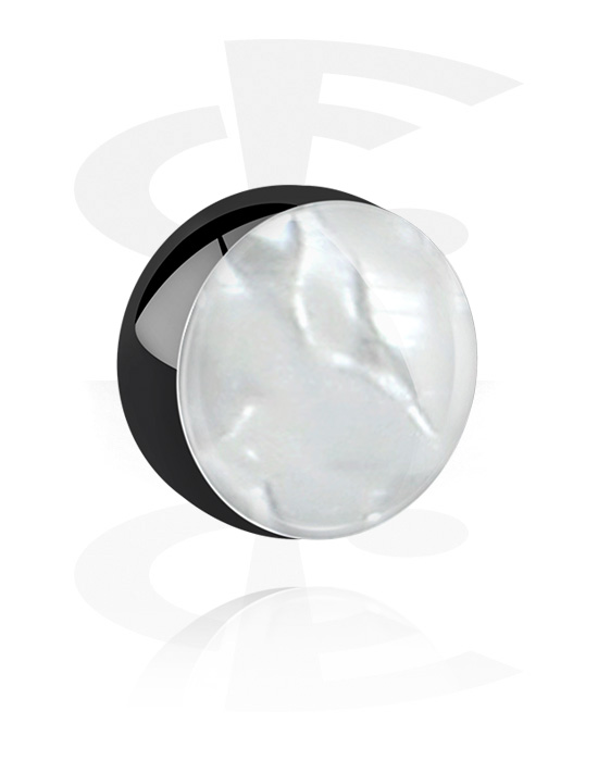 Kuličky, kolíčky a další, Černá kulička pro 1,6mm tyčinky s designem imitace perleti, Chirurgická ocel 316L