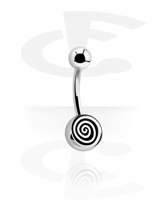 Curved Barbells, Belly button ring (surgical steel, silver, shiny finish) with spiral design, Surgical Steel 316L