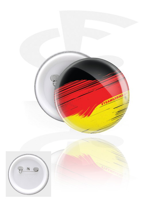 Ansteck-Buttons, Ansteck-Button mit Deutscher Flagge, Weißblech, Kunststoff
