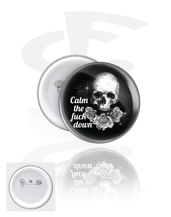 Buttons, Button s designem lebka, Pocínovaný plech, Plast