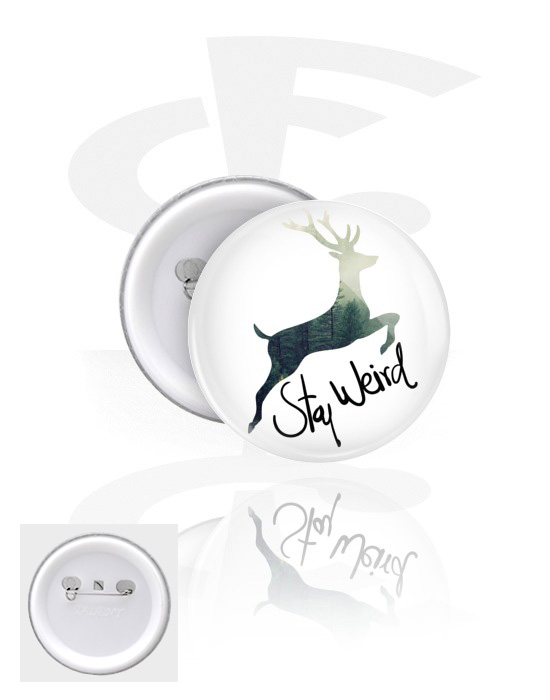 Buttons, Button with stag design, Tinplate, Plastic