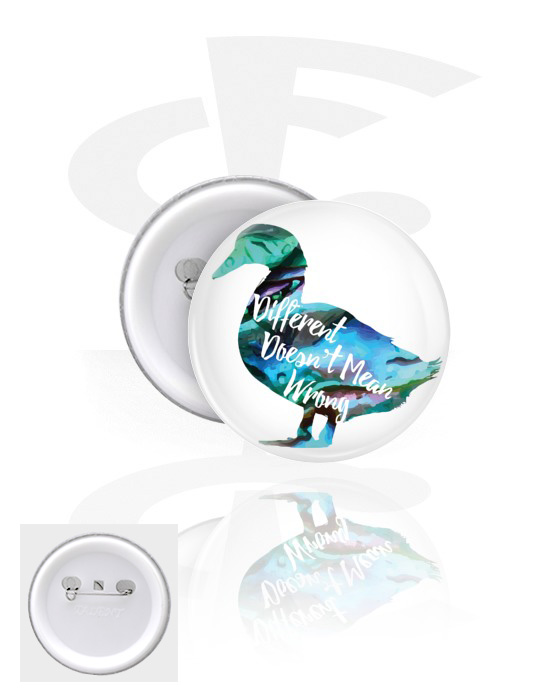 Buttons, Button with duck design, Tinplate, Plastic
