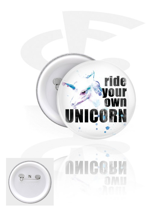 Buttons, Button with unicorn design, Tinplate, Plastic