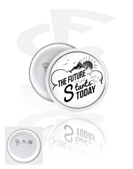 Buttons, Knapp med "The future starts today" lettering, Bleck, Plast