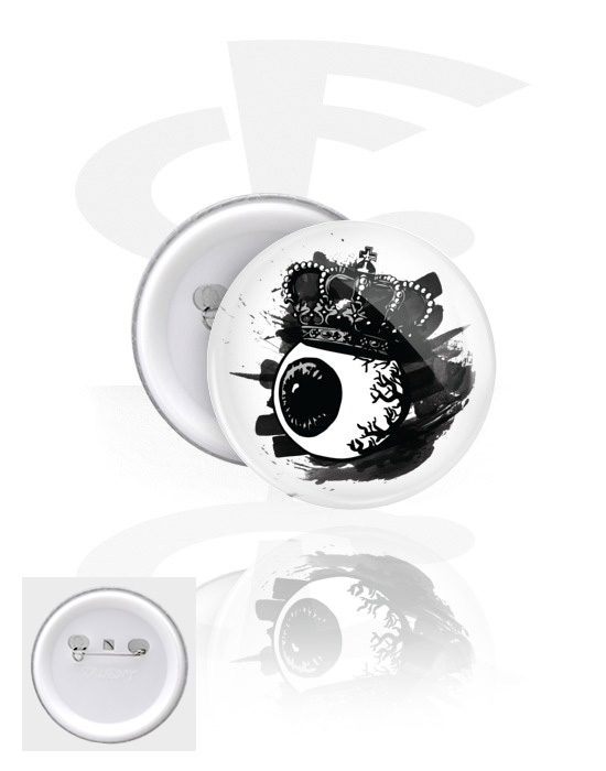 Buttons, Button s designem oko, Pocínovaný plech, Plast