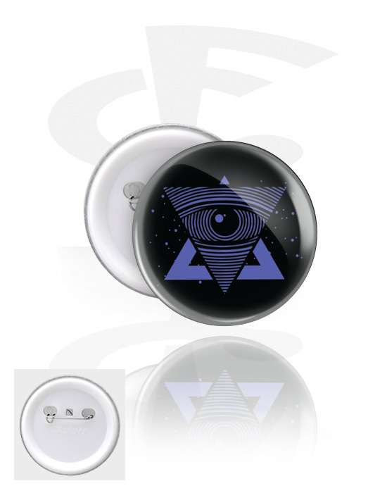 Ansteck-Buttons, Ansteck-Button mit Augen-Design, Weißblech, Kunststoff