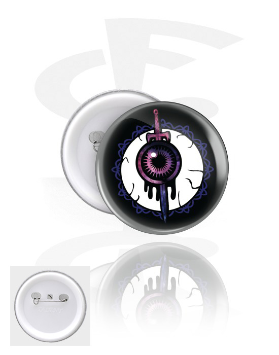 Ansteck-Buttons, Ansteck-Button mit Augen-Design, Weißblech, Kunststoff