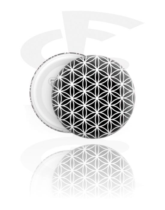 Ansteck-Buttons, Ansteck-Button mit Mandala-Design, Weißblech, Kunststoff