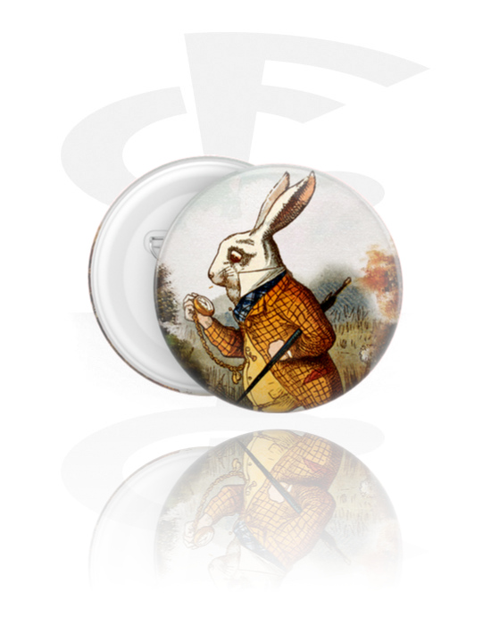 Buttons, Button with rabbit design, Tinplate, Plastic