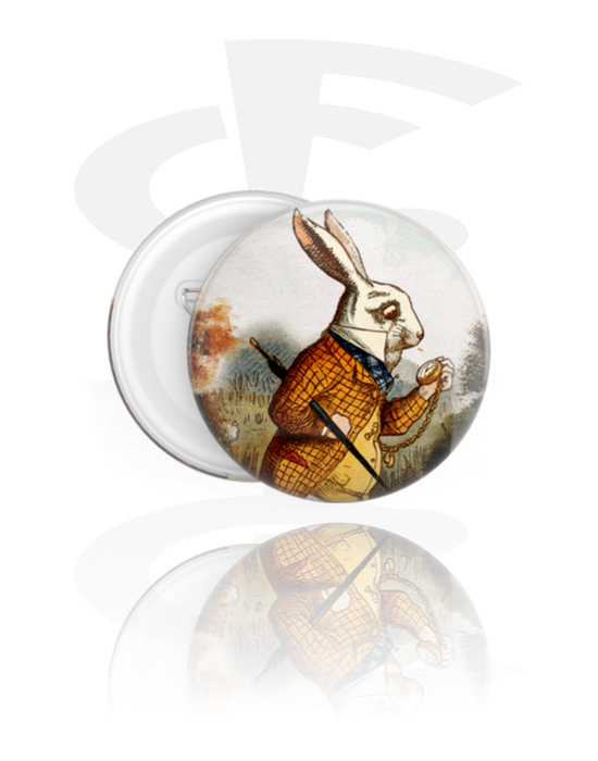 Buttons, Button with rabbit design, Tinplate, Plastic