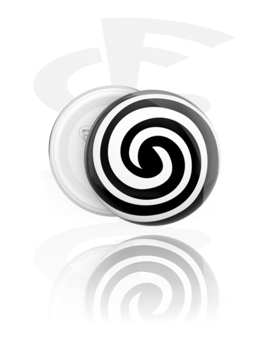 Ansteck-Buttons, Ansteck-Button mit Spiralen-Design, Weißblech, Kunststoff