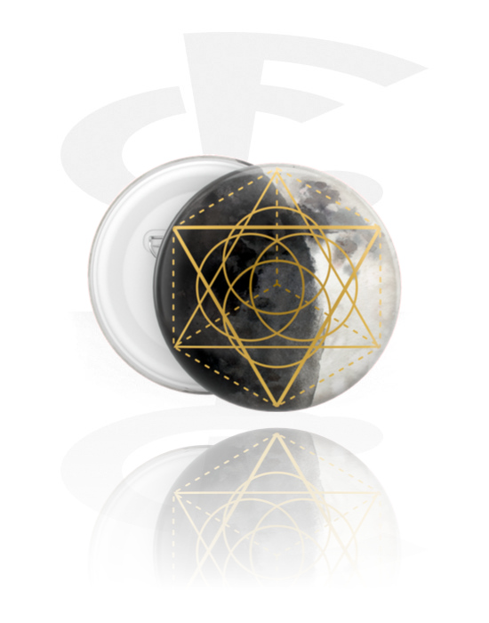 Ansteck-Buttons, Ansteck-Button mit Pentagramm-Design, Weißblech, Kunststoff