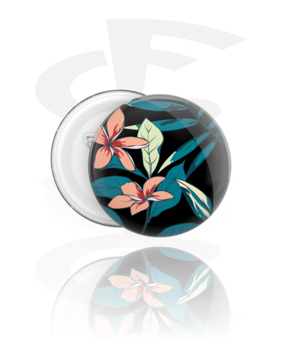Buttons, Button s designem květina, Pocínovaný plech, Plast