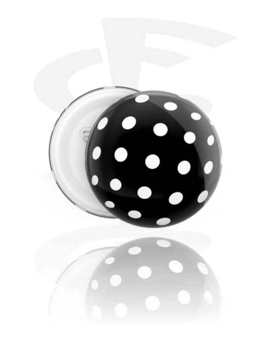 Ansteck-Buttons, Ansteck-Button mit Pünktchen-Design, Weißblech, Kunststoff