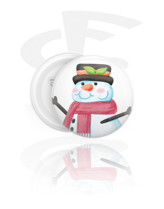 Ansteck-Buttons, Ansteck-Button mit Weihnachts-Design, Kunststoff, Weißblech