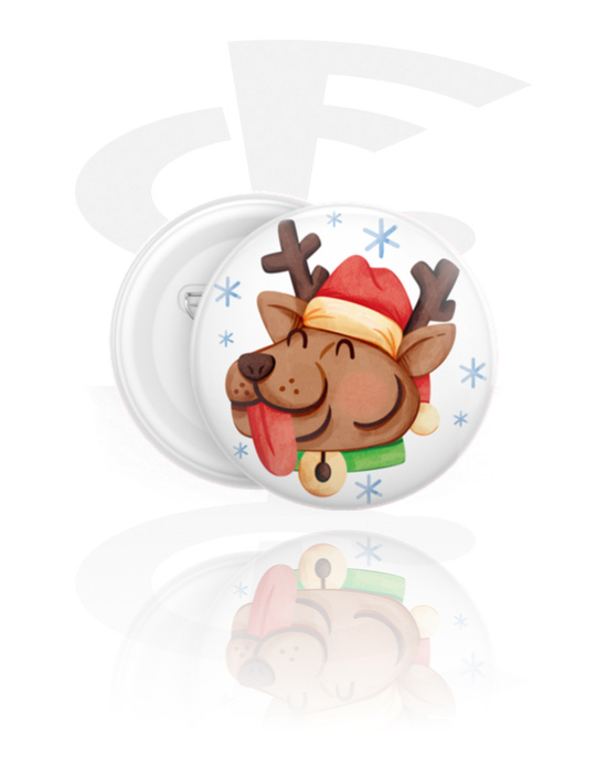 Ansteck-Buttons, Ansteck-Button mit Weihnachts-Design, Kunststoff, Weißblech