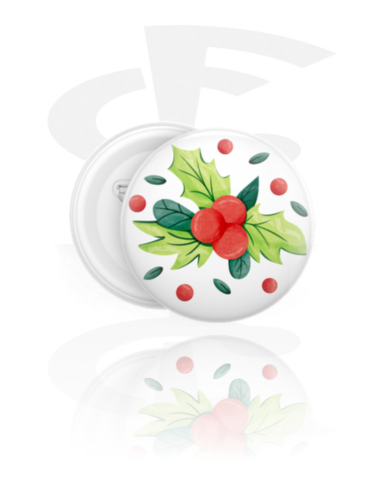 Buttons, Button s Vánočním designem, Plast, Pocínovaný plech