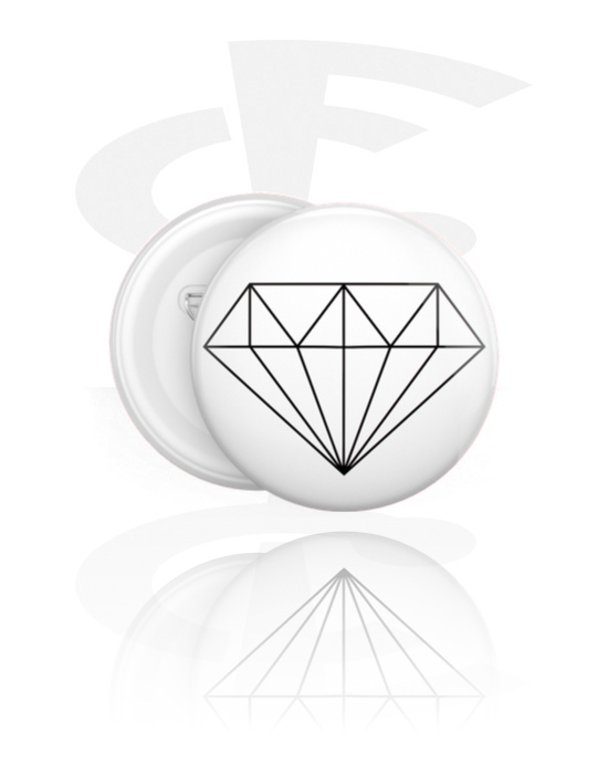 Buttons, Badge met diamant-motief, Blik, Kunststof