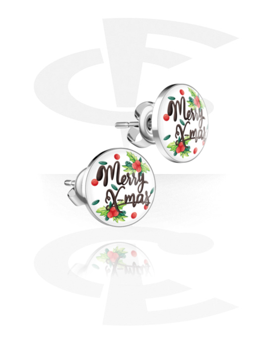 Earrings, Studs & Shields, Ear Studs with Christmas design, Surgical Steel 316L