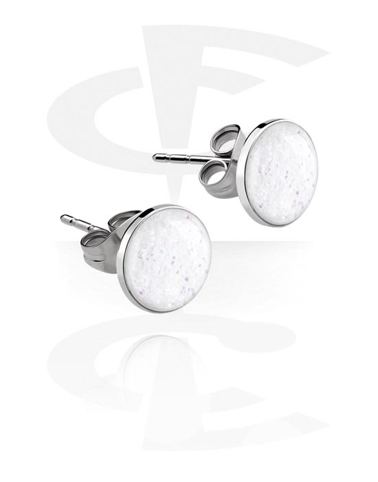 Earrings, Studs & Shields, Ear Studs with Glitter Design, Surgical Steel 316L