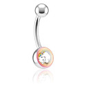 Buede stave, Navlering (kirurgisk stål, sølv, blank finish) med Chubby Unicorn-design, Kirurgisk stål 316L