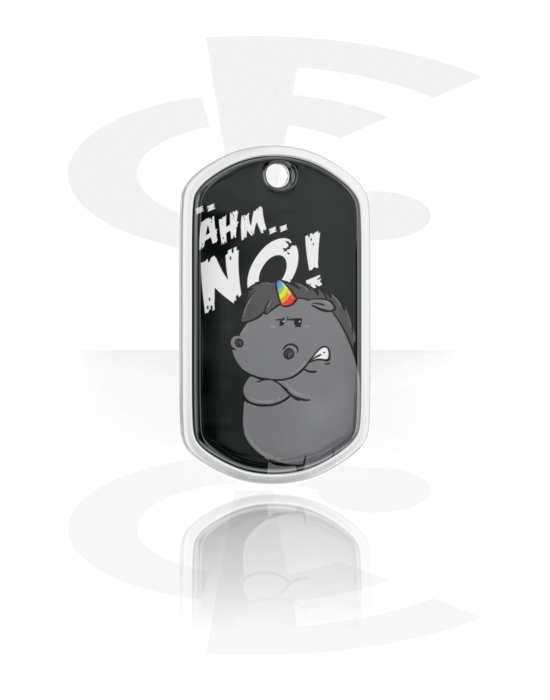Dog Tags, Dog Tag with grumpy unicorn design, Aluminium