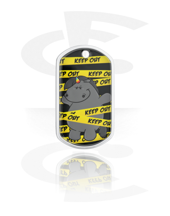 Dog Tags, Dog Tag with grumpy unicorn design, Aluminium