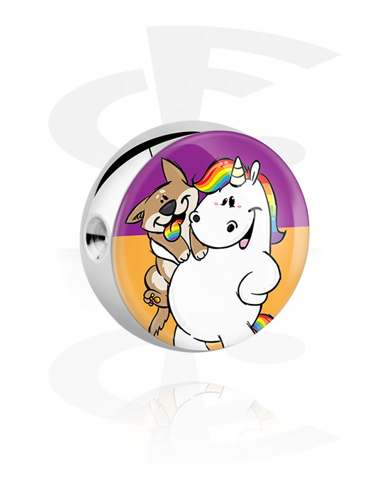 Palline, barrette e altro, Pallina per ball closure ring con design chubby unicorn , Acciaio chirurgico 316L