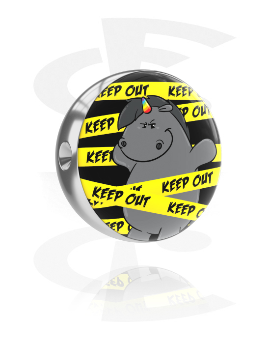 Kulor, stavar & mer, Kula till ball closure ring med Grumpy Unicorn Design, Kirurgiskt stål 316L