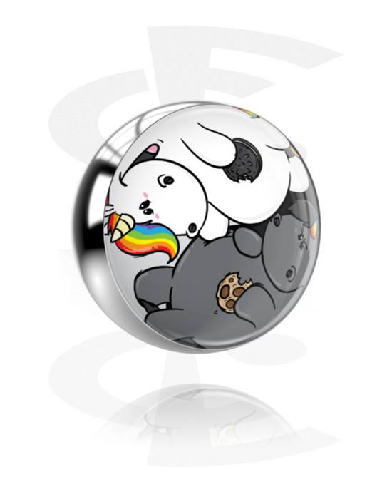 Balls, Pins & More, Ball with grumpy unicorn design, Surgical Steel 316L