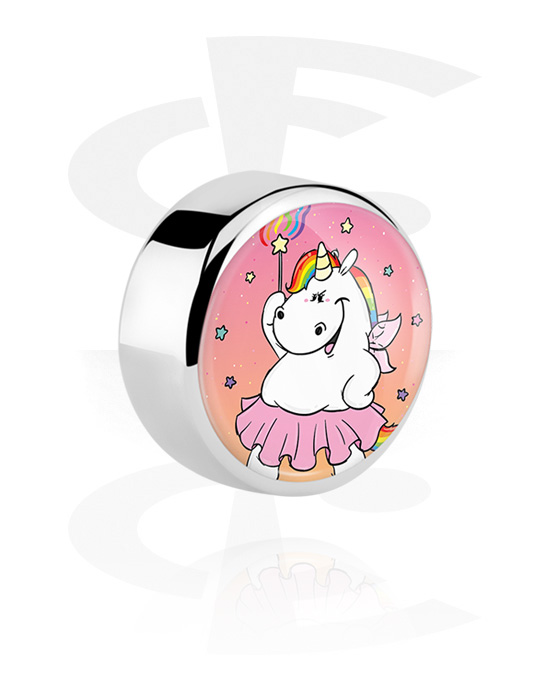 Balls, Pins & More, Disc with Chubby Unicorn Design, Surgical Steel 316L