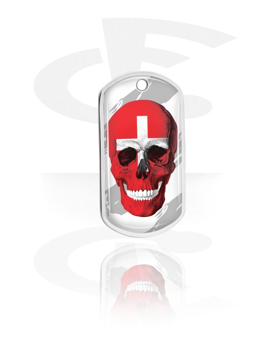 Dog Tags, Zawieszka z czaszką z flagą Szwajcarii, Aluminium
