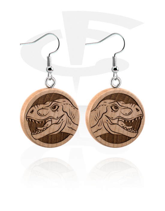 Earrings, Studs & Shields, Earrings with dinosaur design, Wood