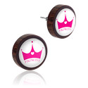 Örhängen, Ear studs (wood) med krondesign, Trä