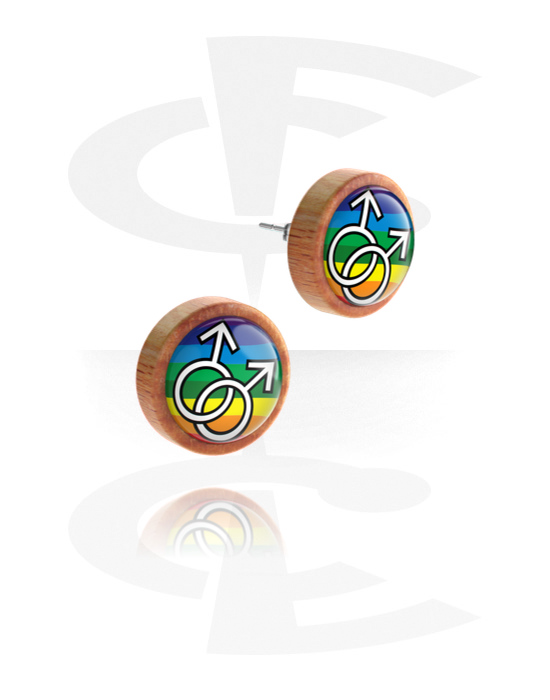 Brincos, Studs de orelha (madeira) com símbolo de Marte, Madeira