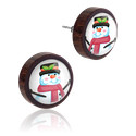 Fülbevalók, csapok és pajzsok, Ear studs (wood) val vel Karácsony dizájn, Fa